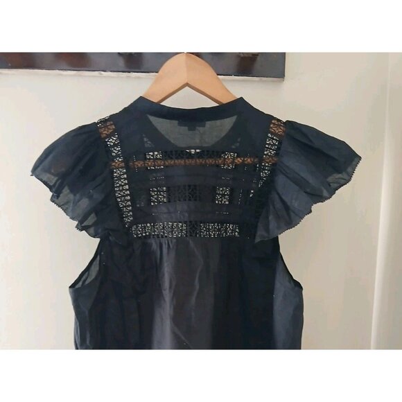 Rails Louella Embroidered Button Front Flutter Sleeve Blouse - Picture 8 of 9